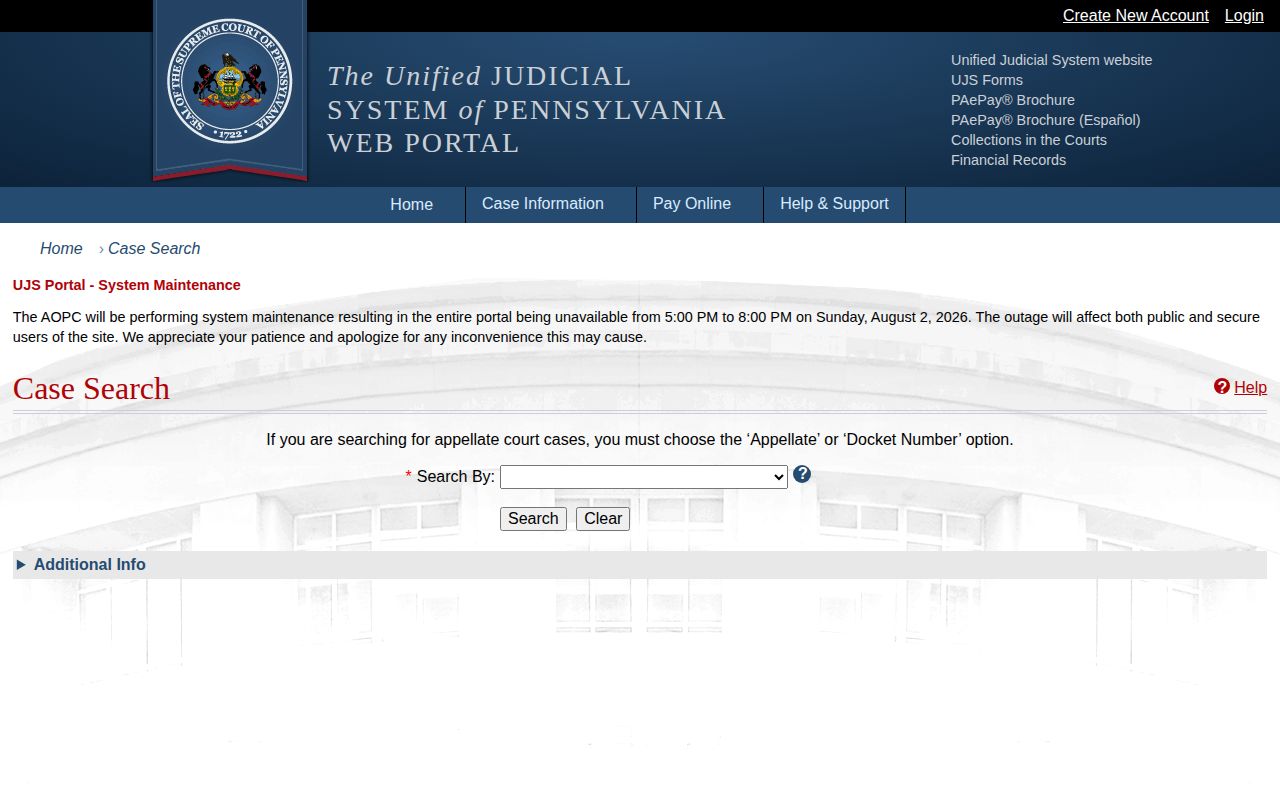 Adams County released inmate UJS court docket search